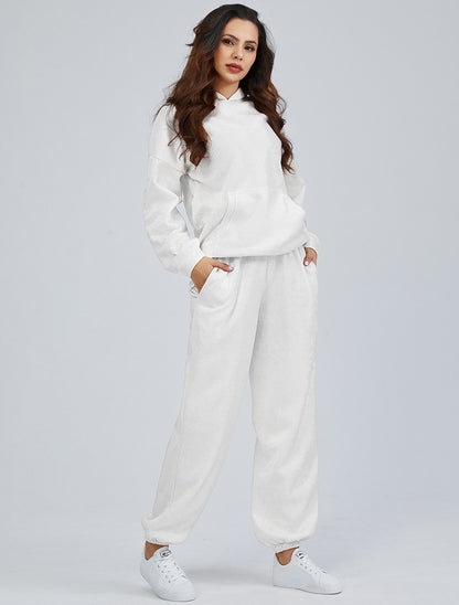 Women's Hooded Pocket Sports And Leisure Two-piece Suit