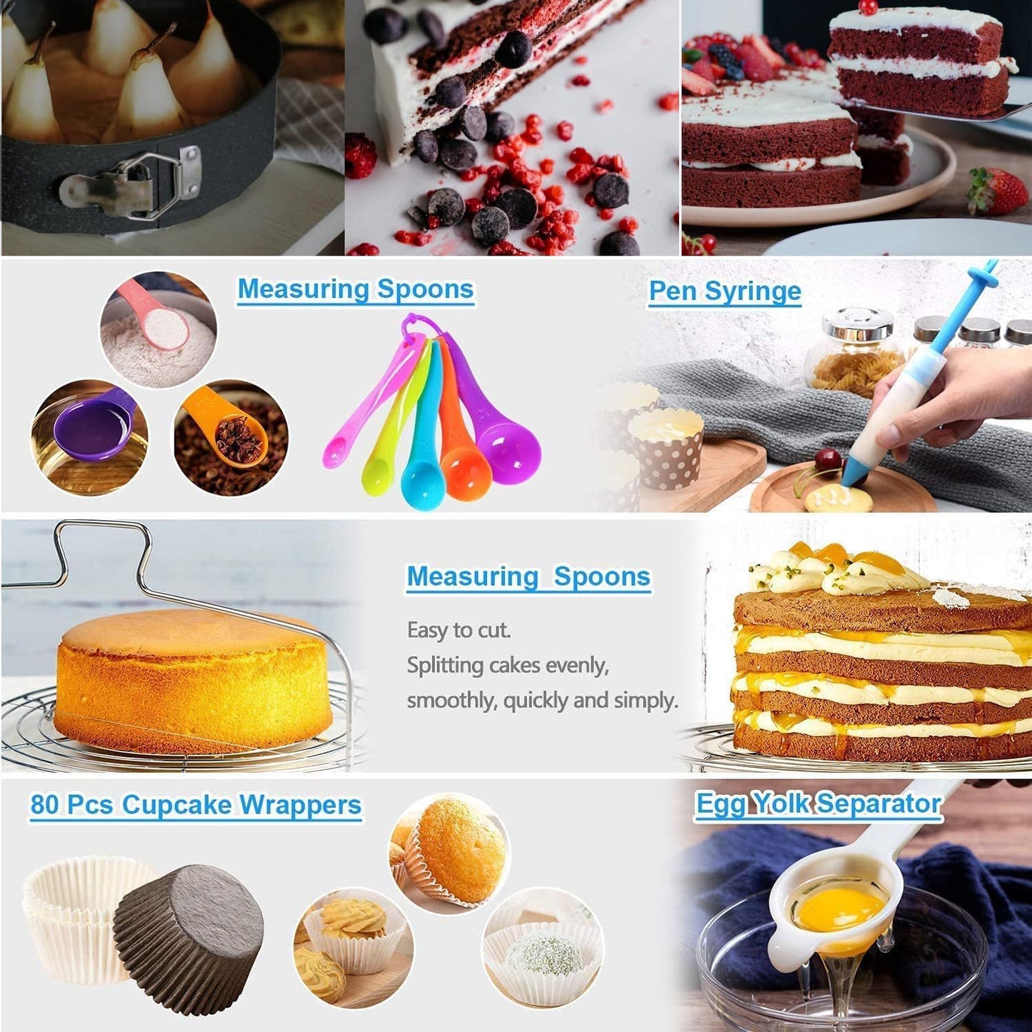 398PCS Cake Decorating Supplies Kit, Baking Tools Set For Cakes -3 Packs Springform Cake Pans Cake Rotating Turntable 48 Numbered Piping Icing Tips 4 Russian Nozzles 9 Fondant Tools For Beginners