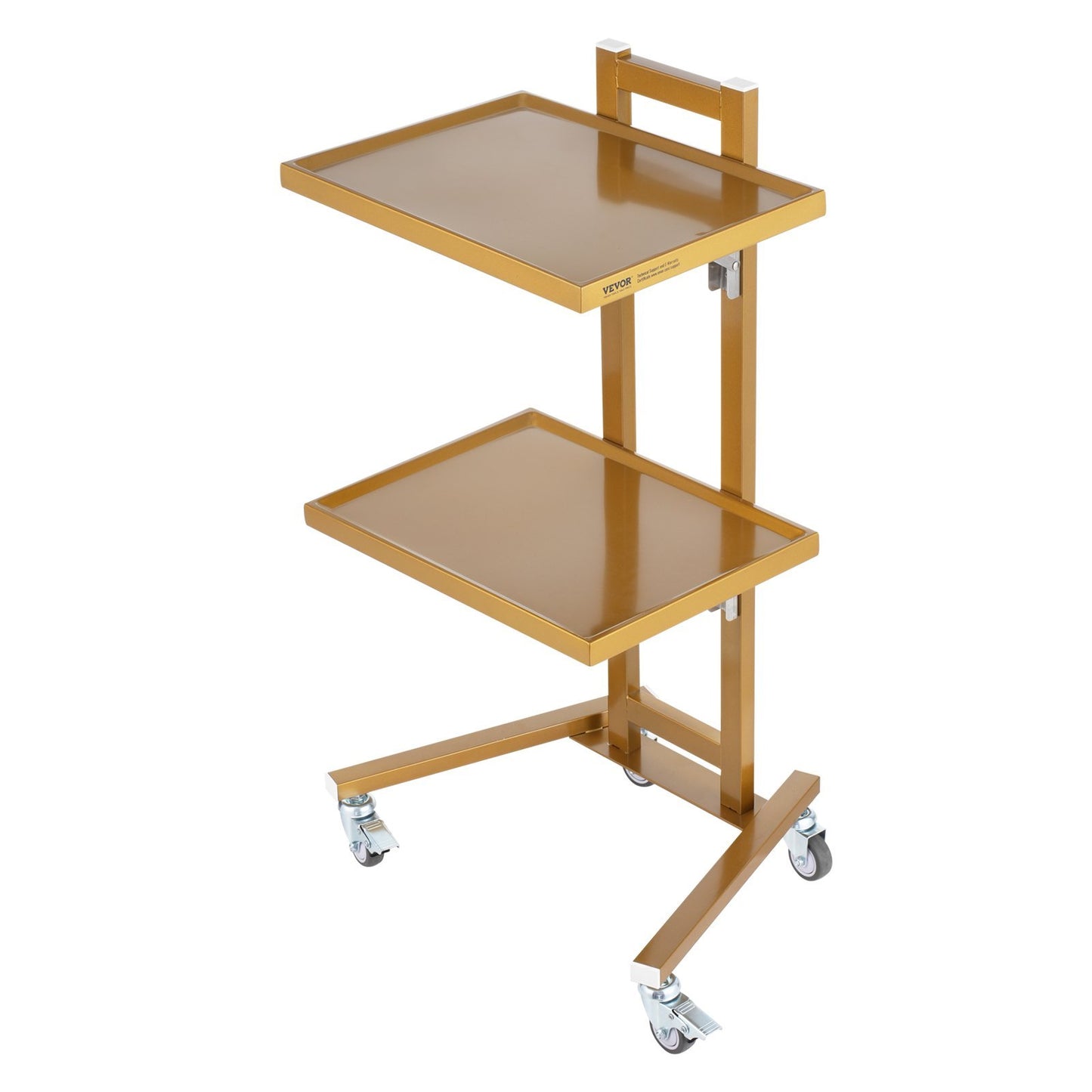 2 Tiers Stainless Steel Lab Carts With 2 Trays  4 Silent Wheels Golden, Lab Serving Cart Utility Cart Stainless Steel Medical Cart, Lab Carts With 2 Drawers  Top Tray, Lab Rolling Cart For Lab, Clin