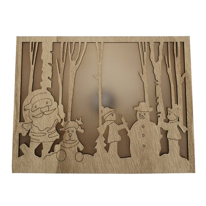 Christmas Decoration Ornaments Wooden Luminous Small Square Box