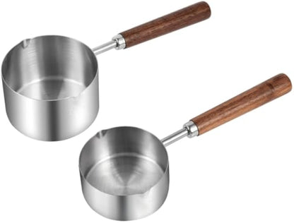 Dog Food Scoop 304 Stainless Steel Pet Food Scoop Measuring Cup With Wooden Handle