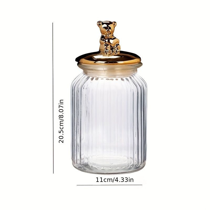 Modern Transparent Glass Sealed Jar Storage With Lid Golden Animal Decoration Candy Bottle Tea Box Kitchen Utensils