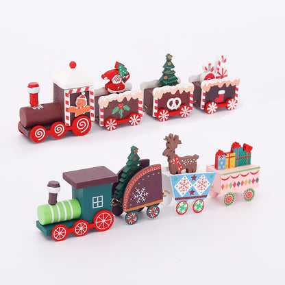 Christmas Decorations Wooden Train Children's Gifts Christmas Small Gifts Window Decoration