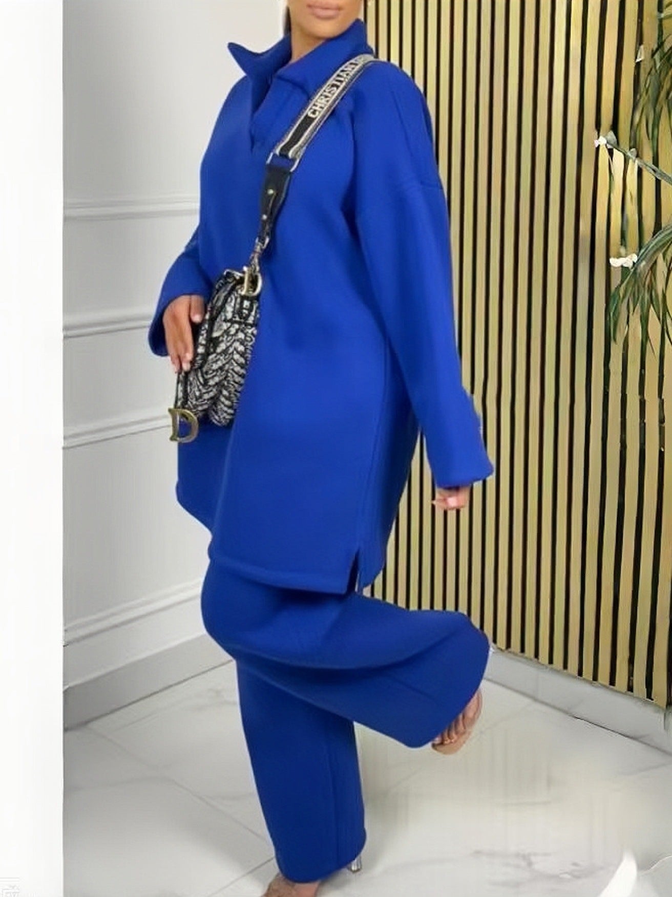 Leisure Autumn And Winter Fleece Warm Two-piece Set