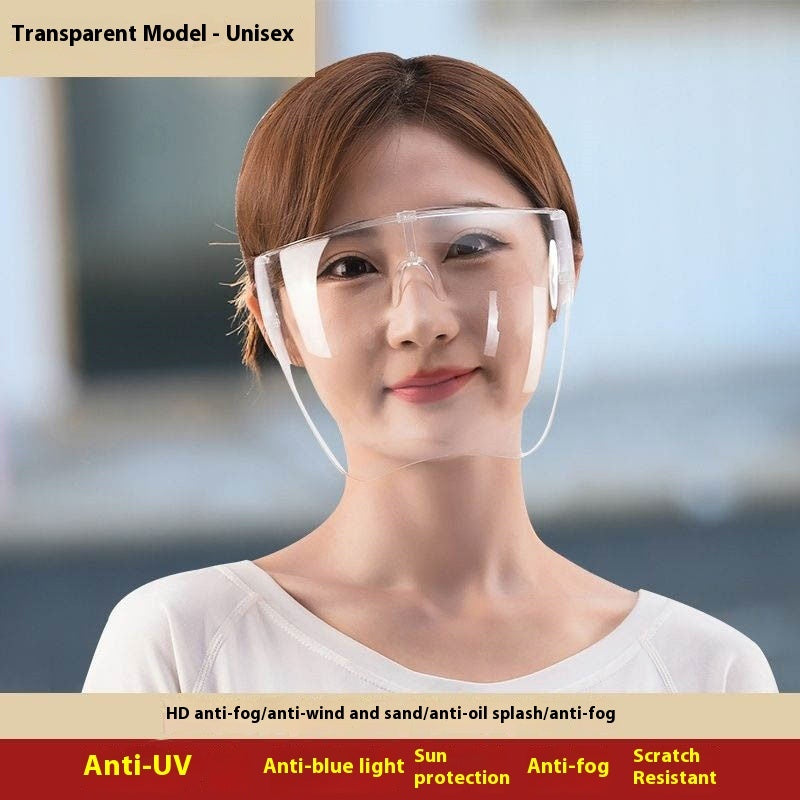 Face Screen Anti-droplet Anti-fog Windproof Eye Protection Dustproof Lampblack Mask Transparent Full Face Head Cover