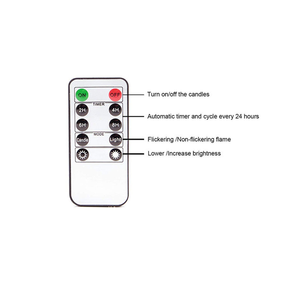 Black Shell Remote Control Long Brush Holder Candle Electric Candle Lamp