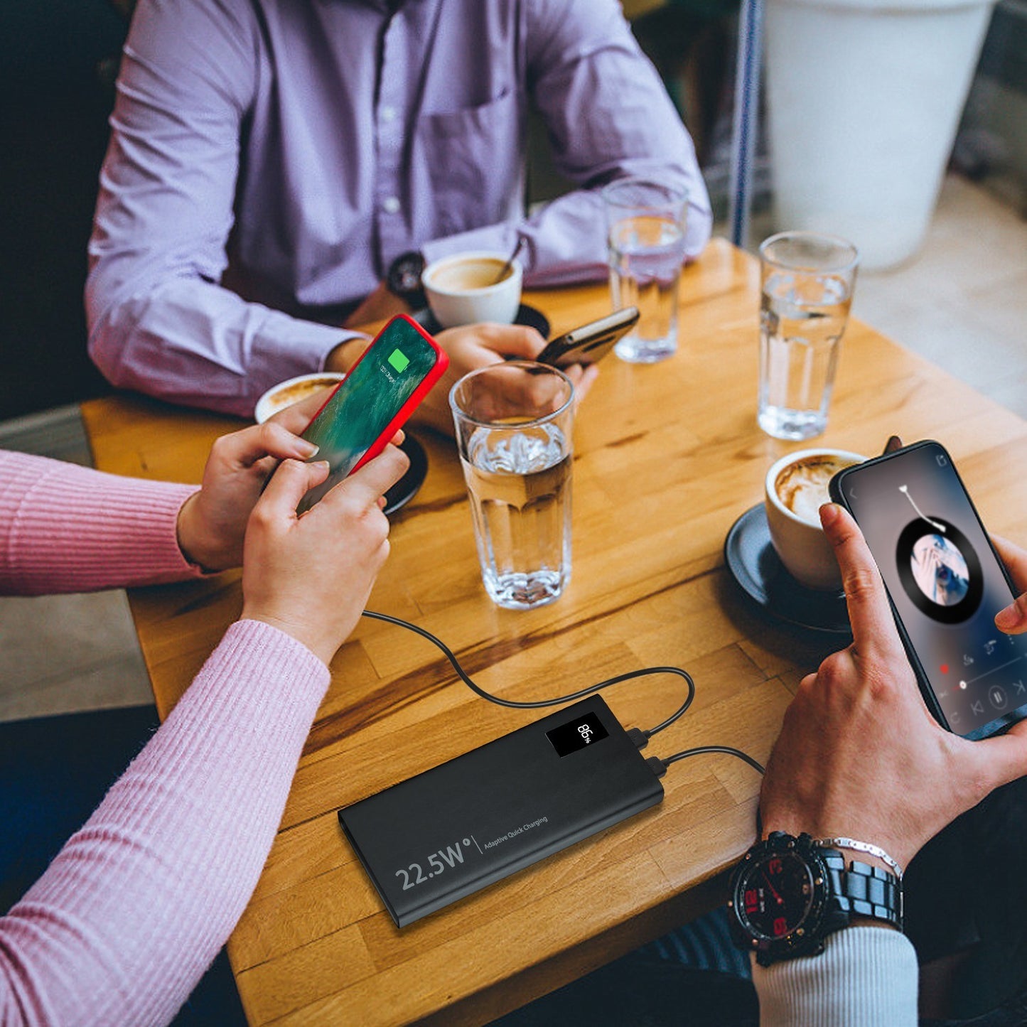 1Pc 1W Mah Power Bank Portable Charger External Battery Pack 22.5W Super Fast Charging PD QC 3.0 With LED Display Fit For IOS Phone