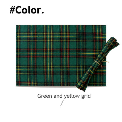 Christmas Series New Year Cloth Plaid Table Flag Insulation Pad
