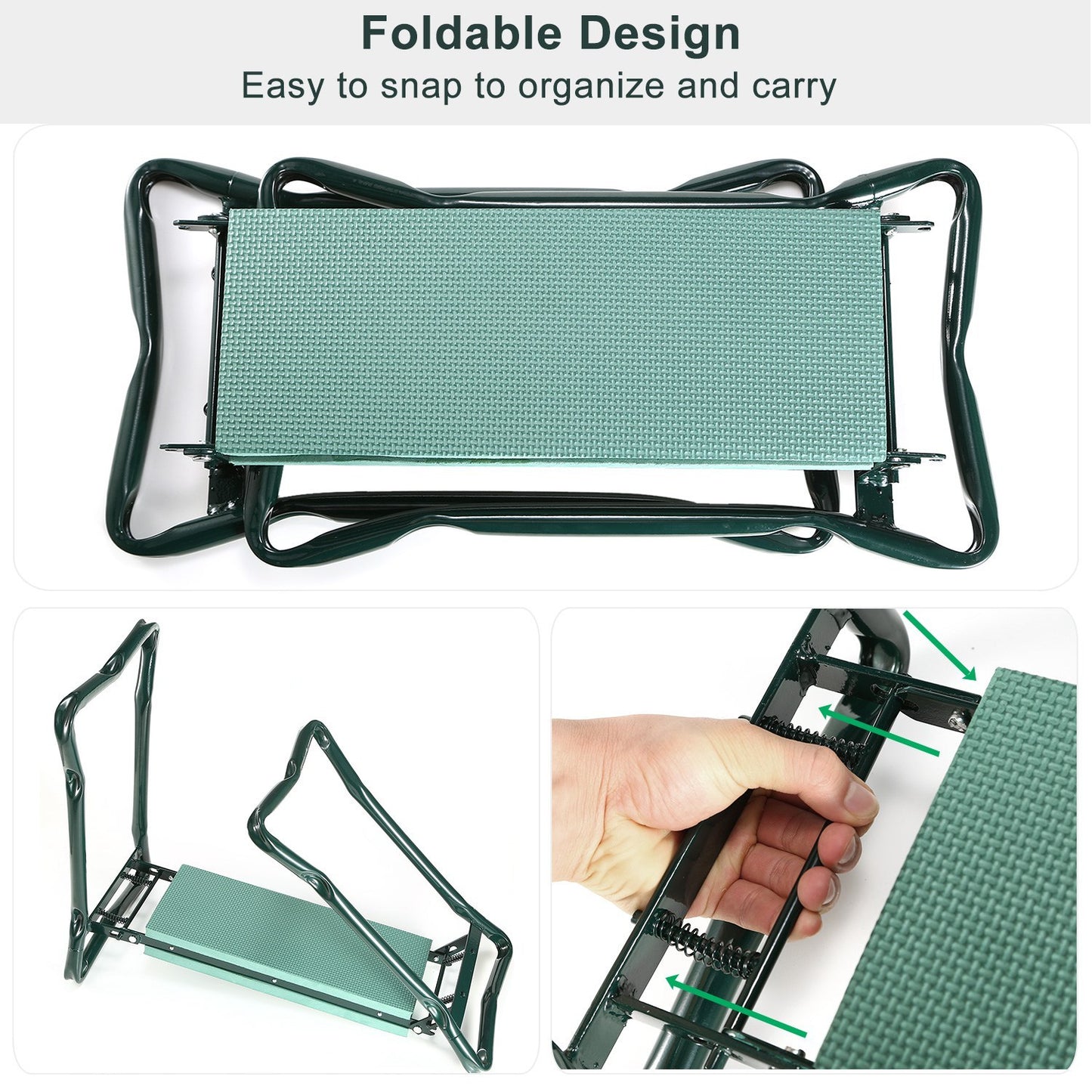 1Pc Foldable Garden Kneeler Seat With Kneeling Soft Cushion Pad Tools Pouch Portable Gardener Kneeling Bench Stool