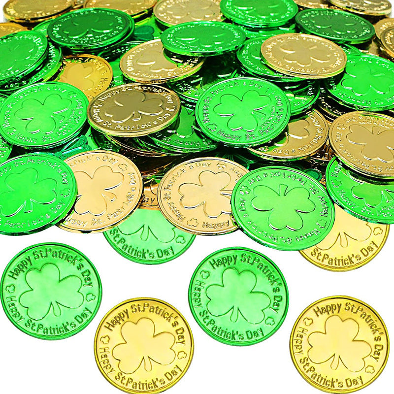 Saint Patrick Irish Day Lucky Coin Clover Coin Prop Decoration
