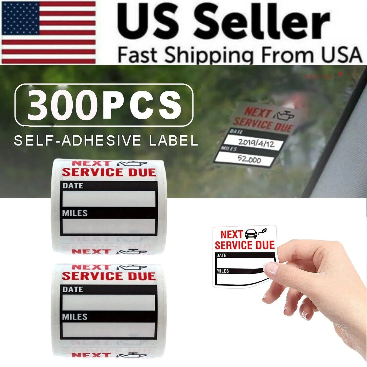 300 Oil Change Service Reminder Stickers Clear Window Lite Sticker Pack US