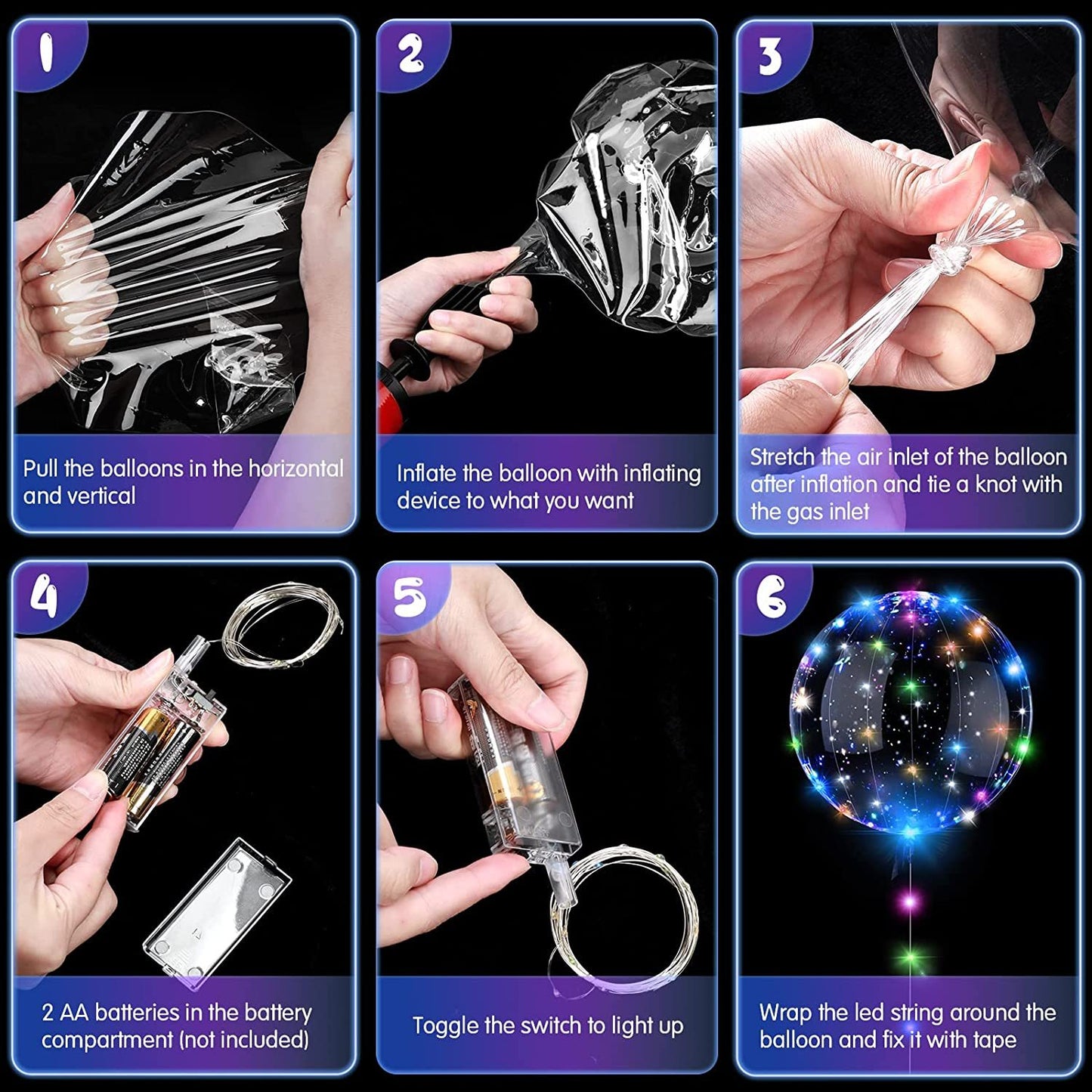 10PCS LED Light Up Balloons Clear Balloons Helium Bubble Glow Balloons With String Lights For Birthday Wedding Party Decorations