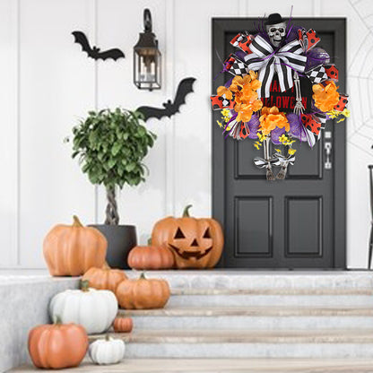 Christmas Pumpkin Mouse Rattan Wreath Artificial Front Door Decoration For Thanksgiving Halloween