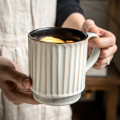 Vintage Embossed Large Capacity Ceramic Coffee Mug