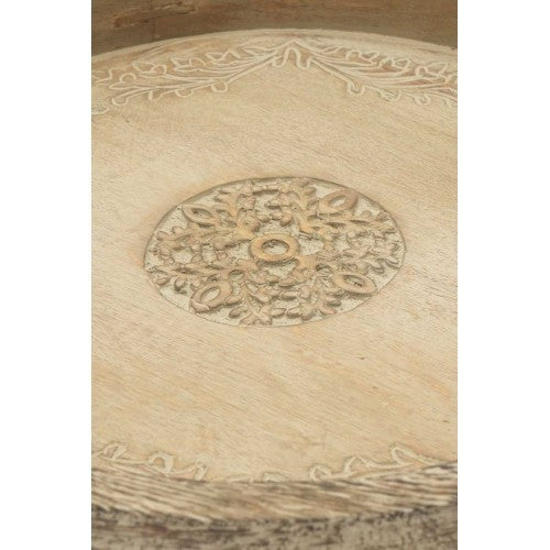 Round Mango Wood Serving Tray Rustic Brown Design For Stylish Entertaining