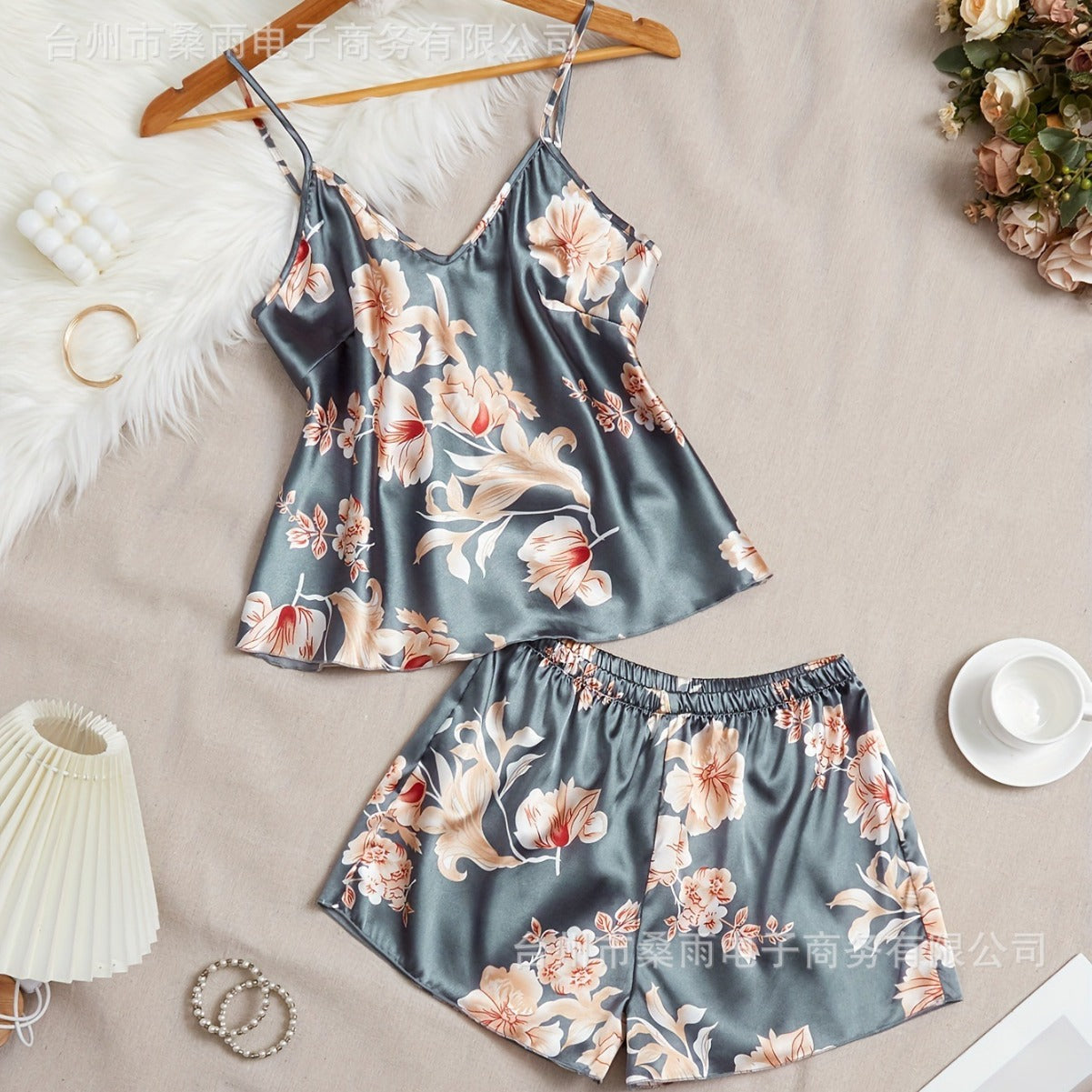 Womens Casual Lightweight Cool-Feel Tank Top And Shorts Two-Piece Set