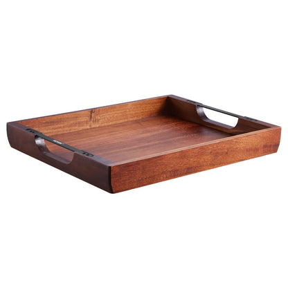 Serving Tray 17x12.2 Inch Acacia Food Serving Table Laptop Desk With Handles