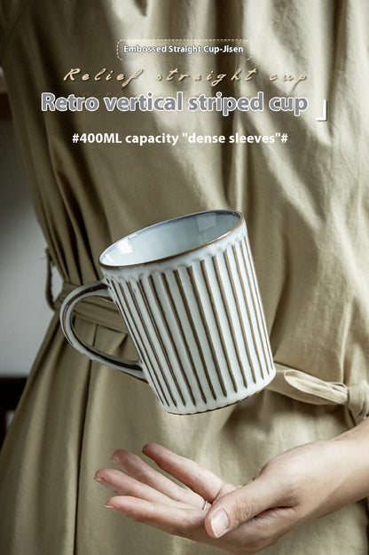 Vintage Embossed Coffee Latte Giessen Ceramic Mug
