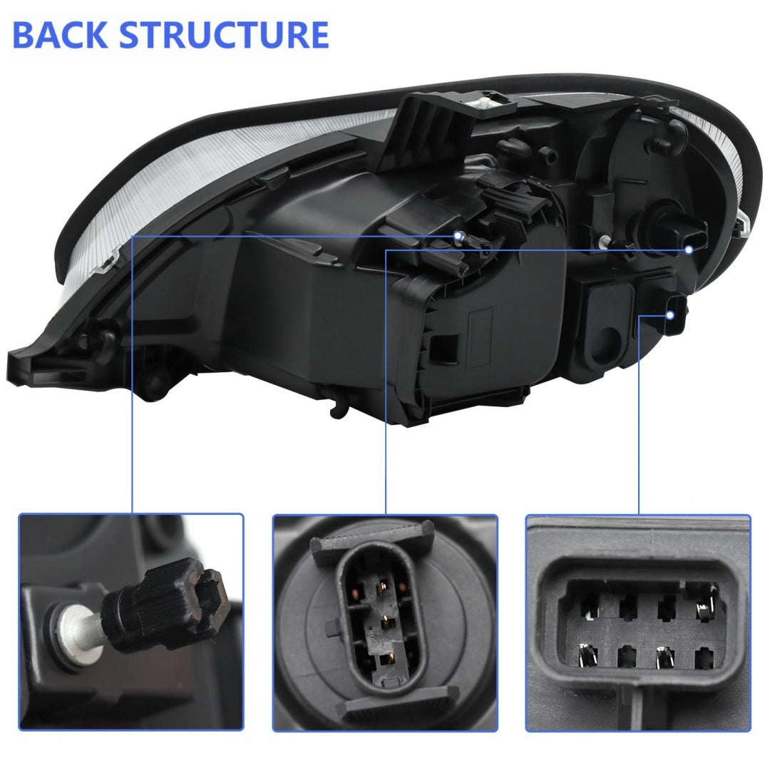 2004-2013 Freightliner M2 Headlights, Set-2 Pieces, White-black