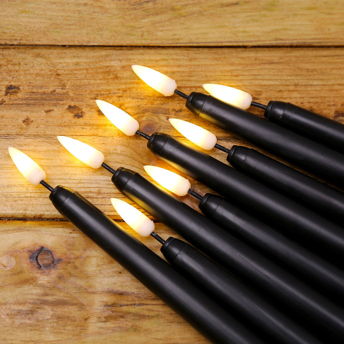 Black Shell Remote Control Long Brush Holder Candle Electric Candle Lamp