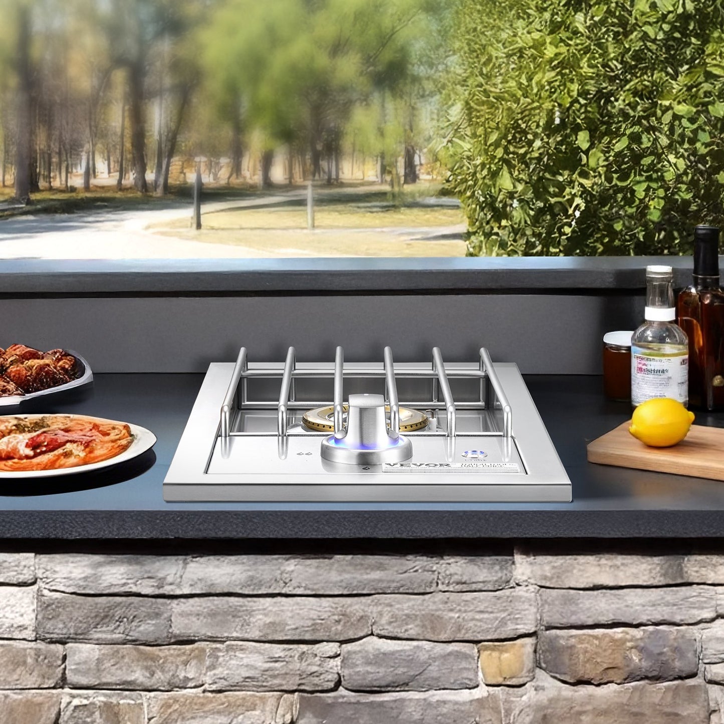 Single Grilling Side Burner For Outdoor 17,000BTU Propane & Natural Gas
