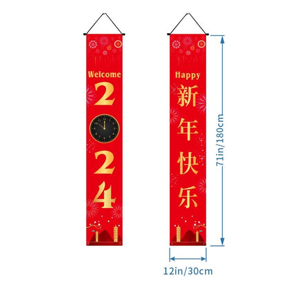 New Year Decoration Party Door Curtain Black Gold New Year Photo Couplet
