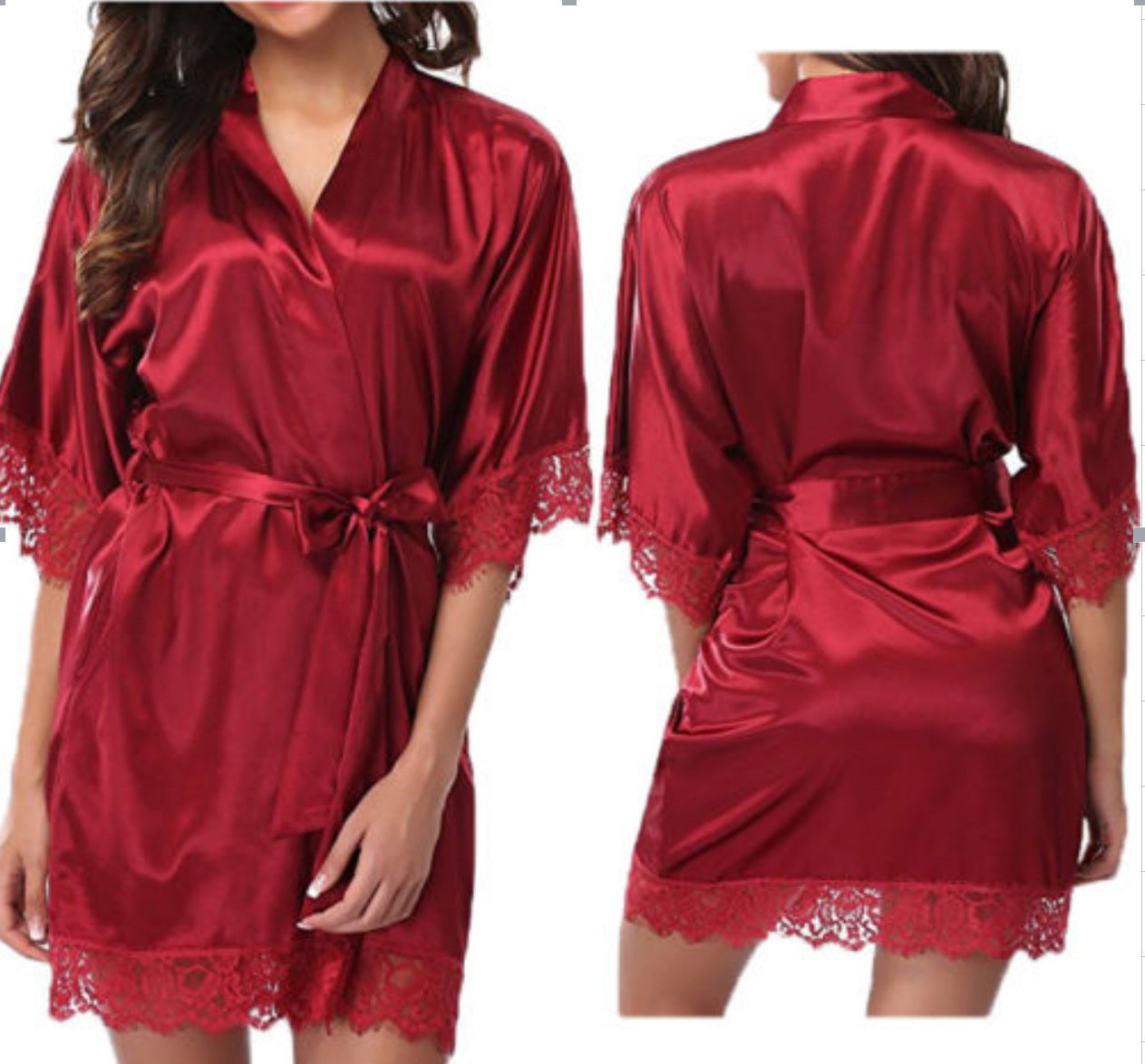 Sexy nightdress with ice silk bathrobe