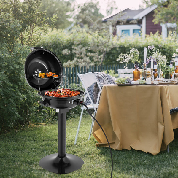 Electric BBQ Grill With Stand, Portable Double Layer Indoor-Outdoor Electric Grill For Indoor & Outdoor Use, 1600W, Black