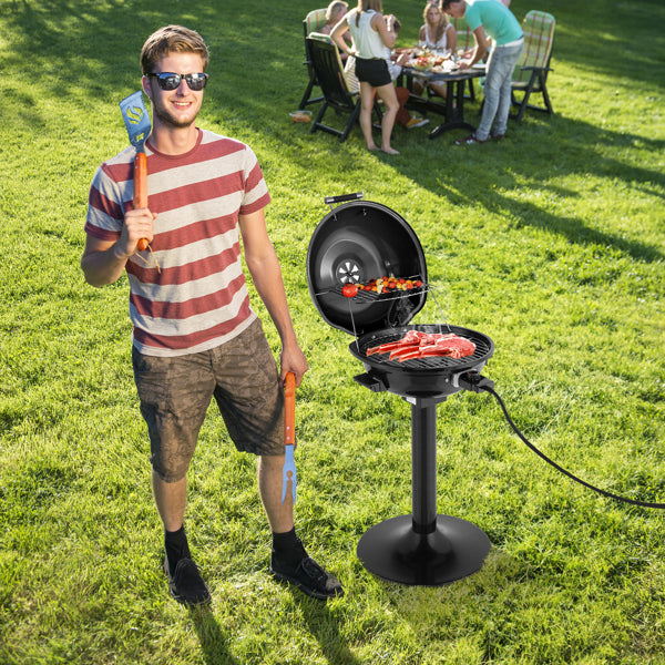 Electric BBQ Grill With Stand, Portable Double Layer Indoor-Outdoor Electric Grill For Indoor & Outdoor Use, 1600W, Black