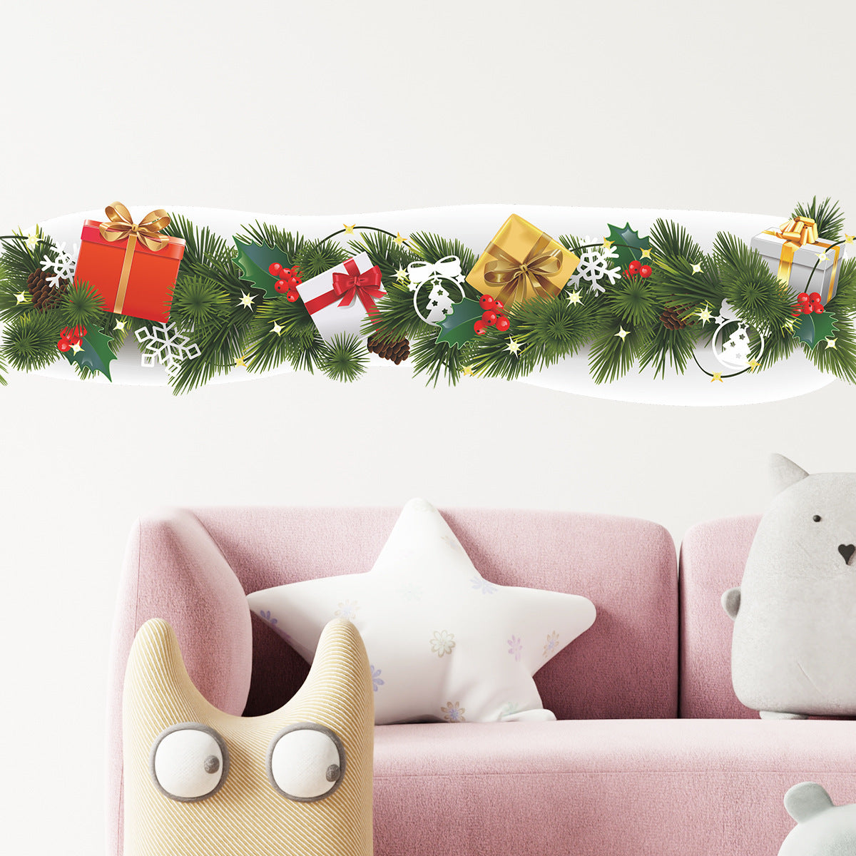 Christmas Waist Line Pine Branch Decoration Sticker