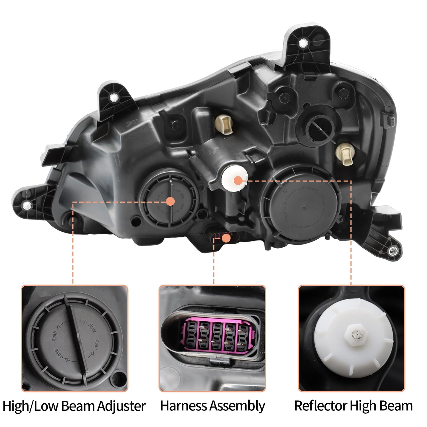 2013-2021, KENWORTH-T680 Front Headlight Assembly, American Version, Halogen, Including Bulb,