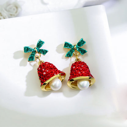 New Christmas and New Year Gift Bow Wind Chime Earrings