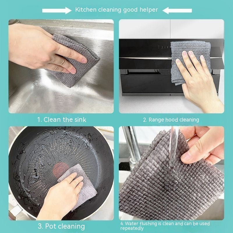 Thickened Kitchen Wear-resistant Rag Rag Lint-free Brush Pot Dishwashing Repeated Use