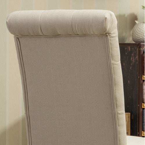 Habit Solid Wood Tufted Parsons Dining Chair, Set Of 2, Tan