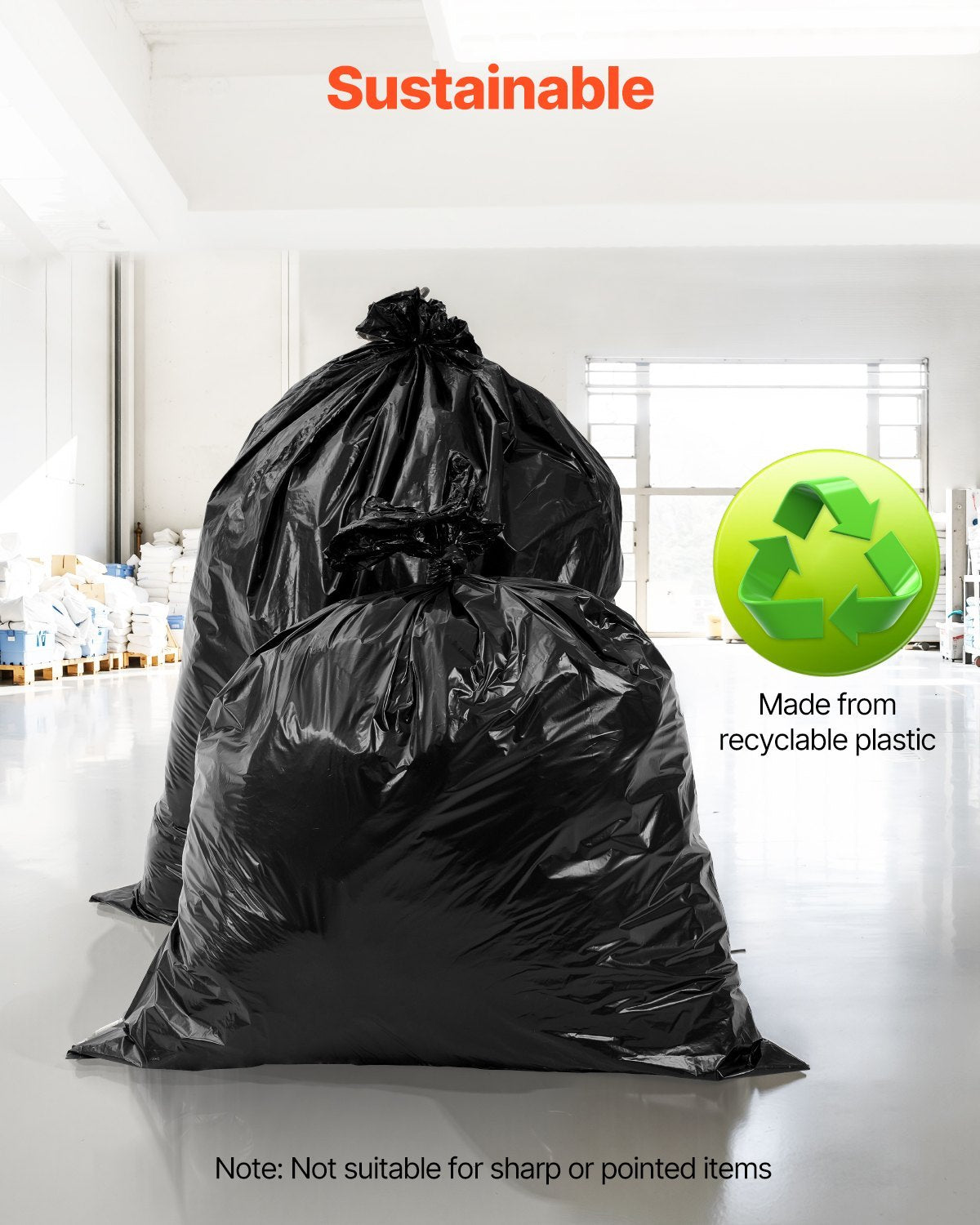 Contractor Trash Bags, 40-45 Gallon Heavy Duty Contractor Trash Bags, 1.7 MIL Thick Large Black Industrial Garbage Bag, Big Garbage Bag  , For Commercial, Household And Industrial Use