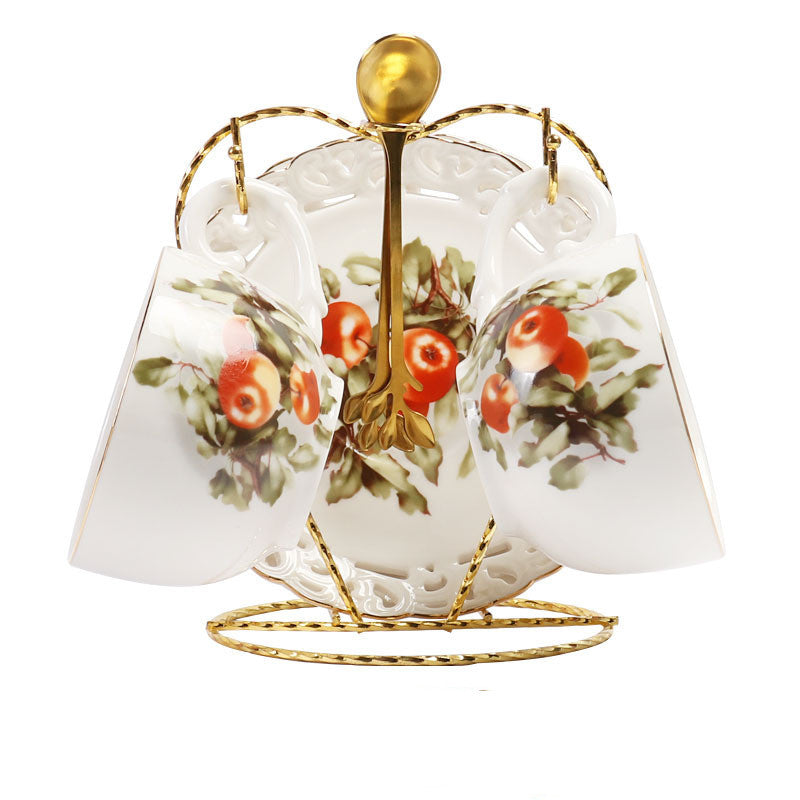 European Style Floral Coffee Cup Set Cup And Saucer Ceramic