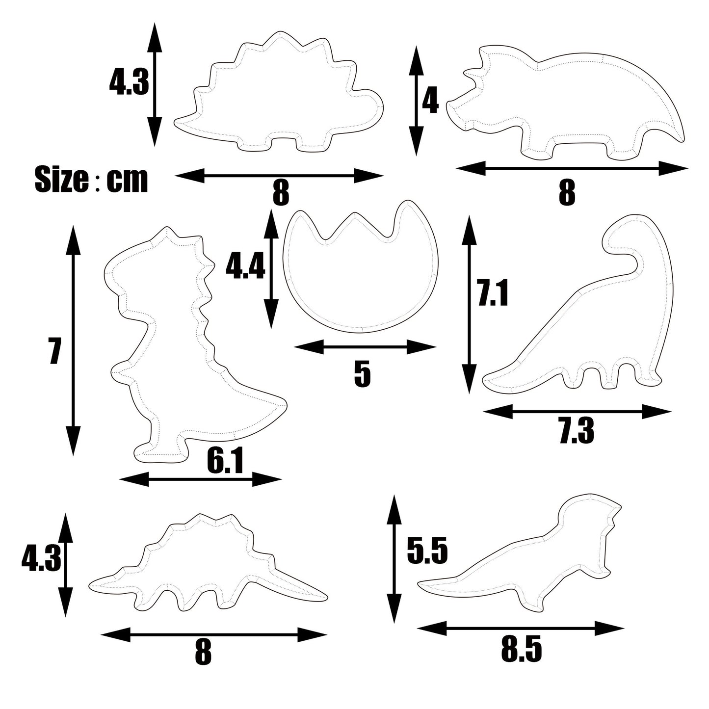 Stainless Steel Dinosaur 7-piece Set Cookie Cutter Die