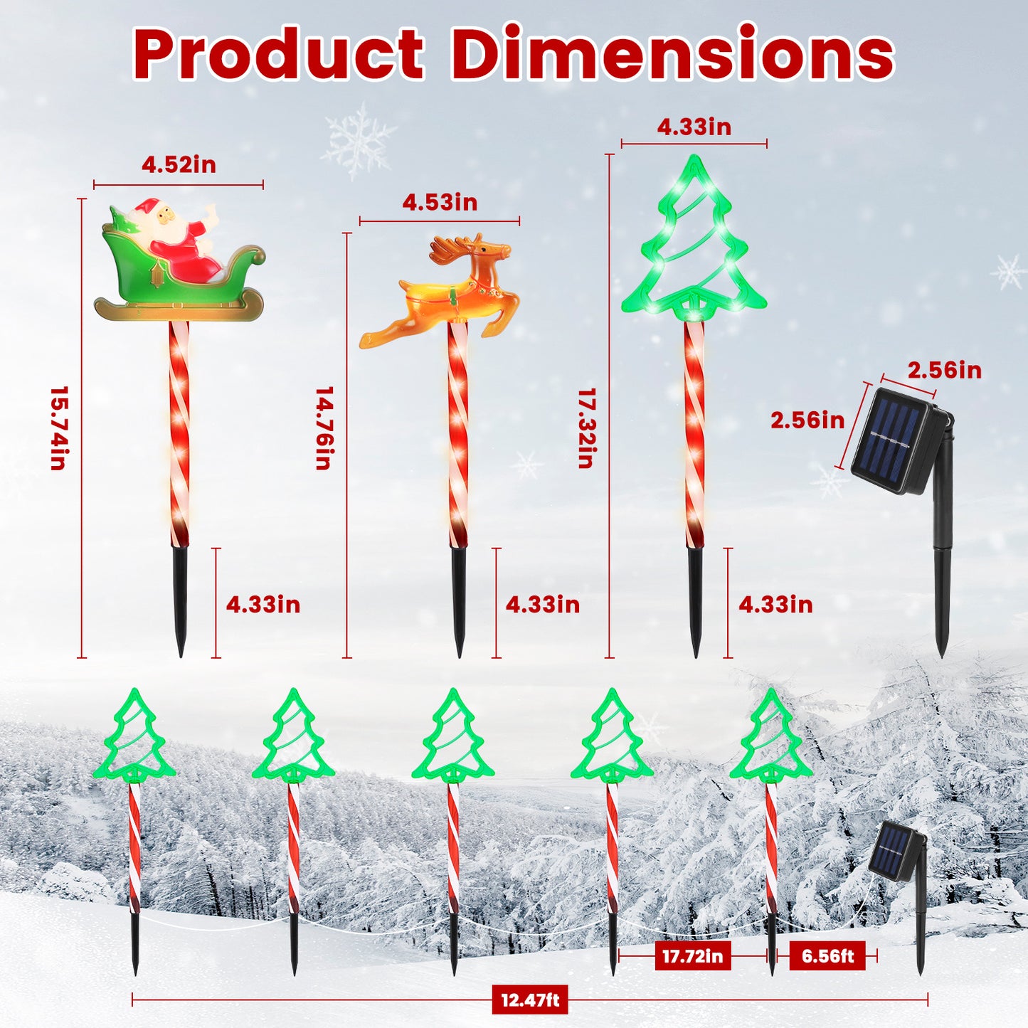 Deer Or Tree Options 5Packs Christmas Outdoor Pathway Light With 8 Modes IP44 Waterproof Xmas Decoration Stake Light Tree Candy Light For Garden Lawn Porch Yard Driveway