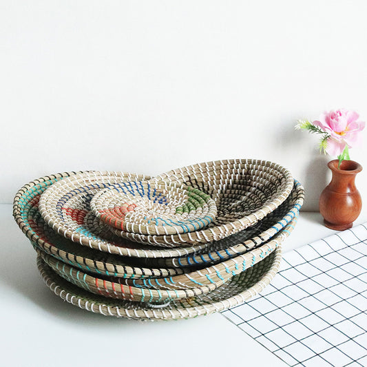 Straw Decoration Plate Hanging European Style Decoration Plate