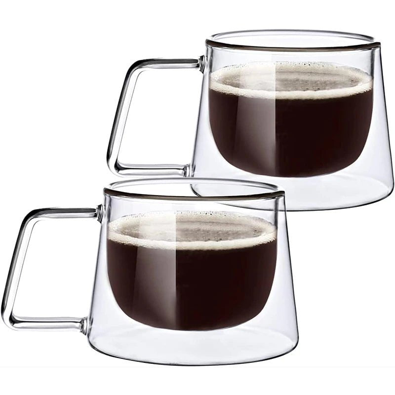 Creative Glass High Borosilicate Double-Layer Coffee Cup Fang Ke Cup Fashion Mug