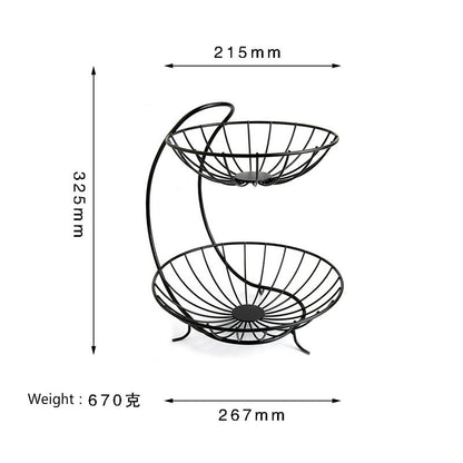 Creative Metal Fruit Basket Rack Living Room Fruit Drain Basket Home Iron Fruit Snack Bowl Storage Basket Desktop Kitchen Organ