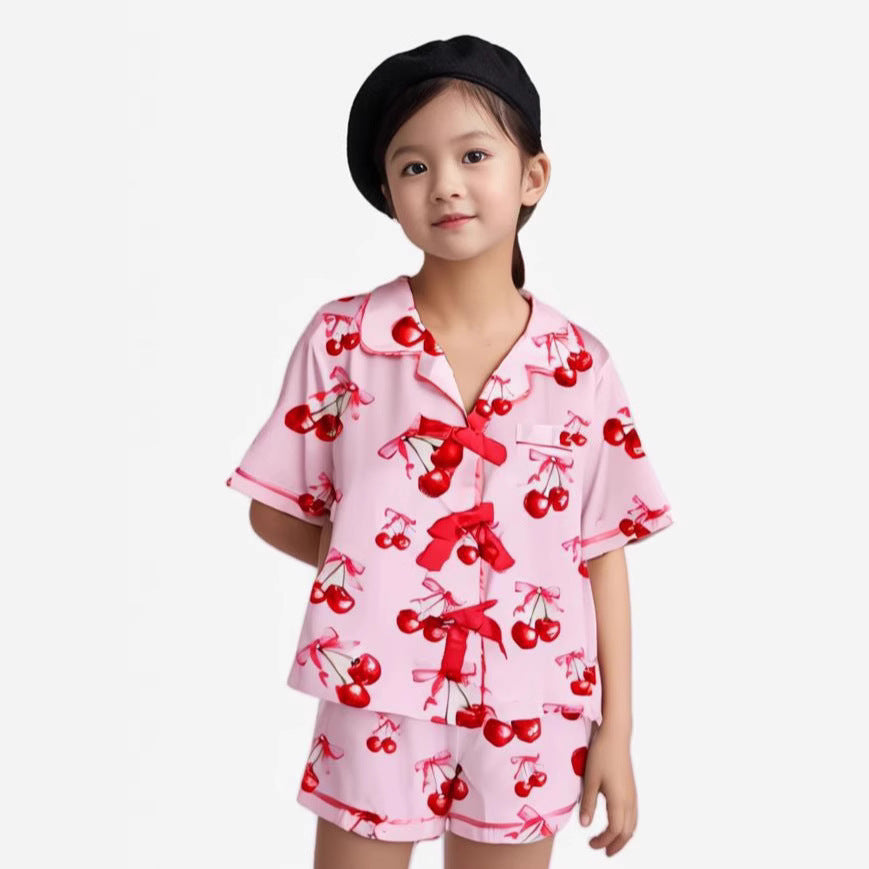 Leisure Children's Bow Printed Home Suit Set