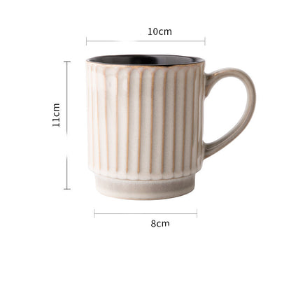 Vintage Embossed Large Capacity Ceramic Coffee Mug