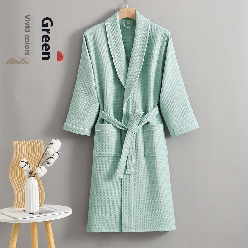 Four Seasons Pure Cotton Waffle Bathrobe Water-absorbing Quick-drying Bathrobe