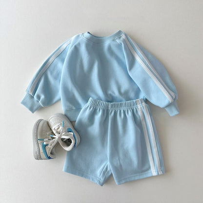Boys And Girls Striped Color Matching Sports And Leisure Long Sleeve Two-piece Set