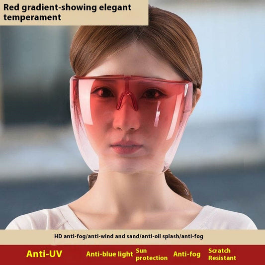 Face Screen Anti-droplet Anti-fog Windproof Eye Protection Dustproof Lampblack Mask Transparent Full Face Head Cover
