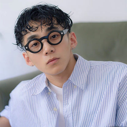 Retro Hawksbill Color Small Round Rim Glasses