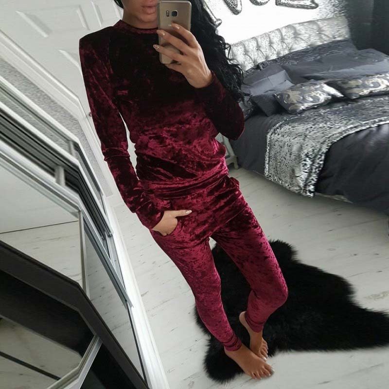 Velvet leisure sports suit