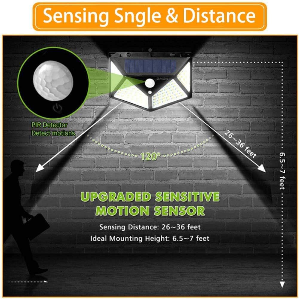 Aolyty Solar Lights Outdoor, Motion Sensor Wall Light 3 Lighting Modes IP65 Waterproof LED Solar Security Lights Four Side Inllumination 2-Pack For Garden Yard Patio Walkway Fence Patio
