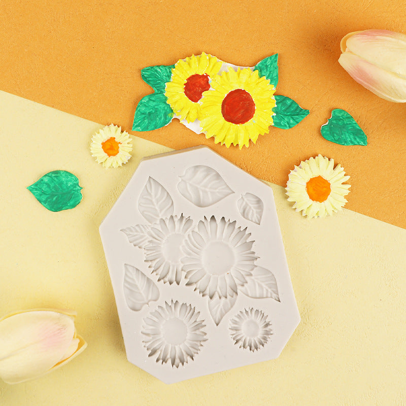 Cake Silicone Mold Sunflower Flower Leaves Pastoral